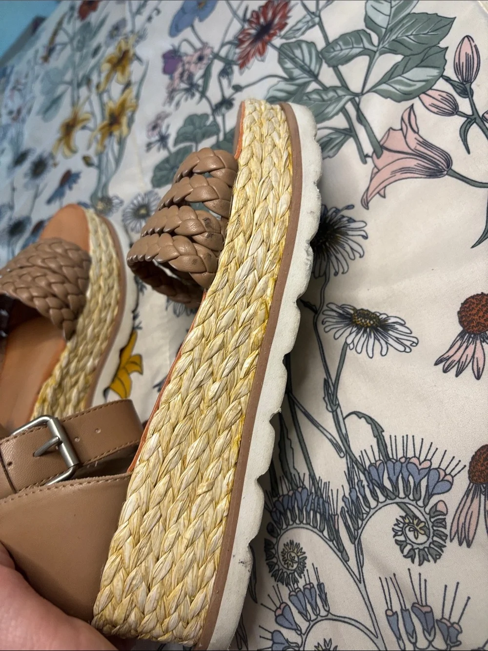 Dolce vita Braided Platform Espadrille Sandals Nude Ankle Strap Women’s size 9 W